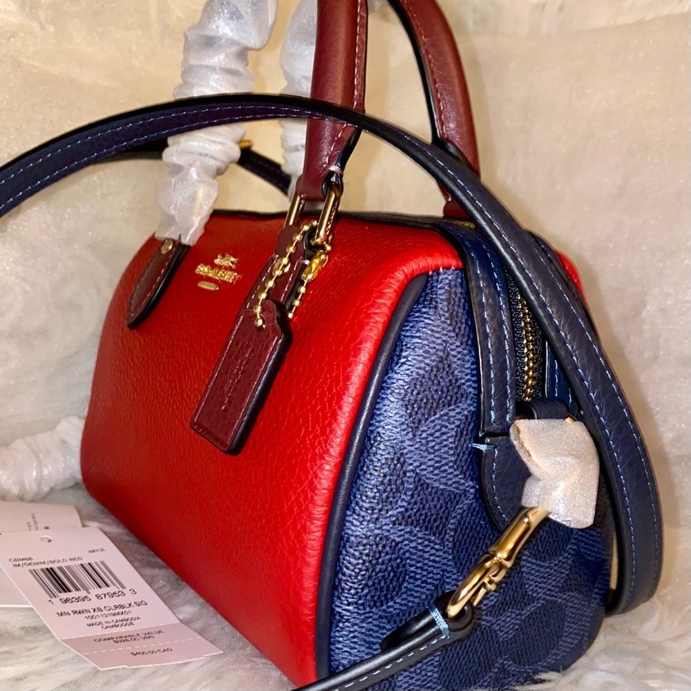 Coach ❤️💙❤️ leather mini rowan satchel crossbody bag purse New